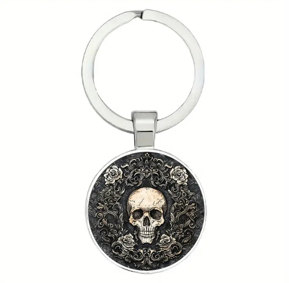 3/$25 Skull Floral Flowers Skeleton Keychain NEW